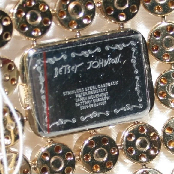 NEW BETSEY JOHNSON GOLD & AMBER RHINESTONE WATCH